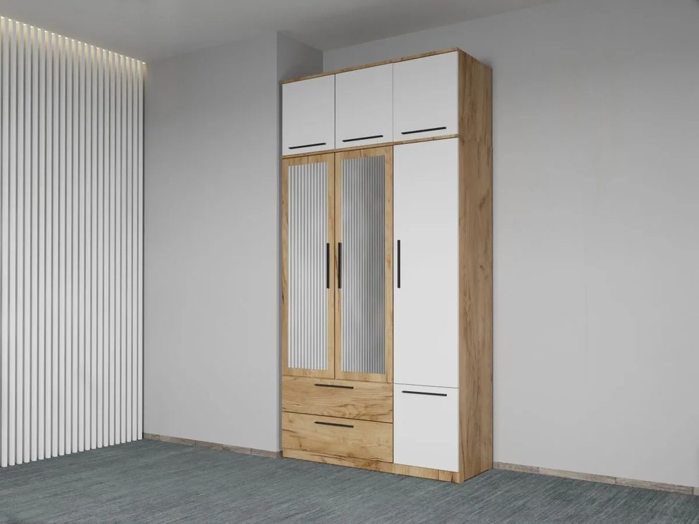 Set mobila dormitor 4 piese Alb/Stejar Levi C20