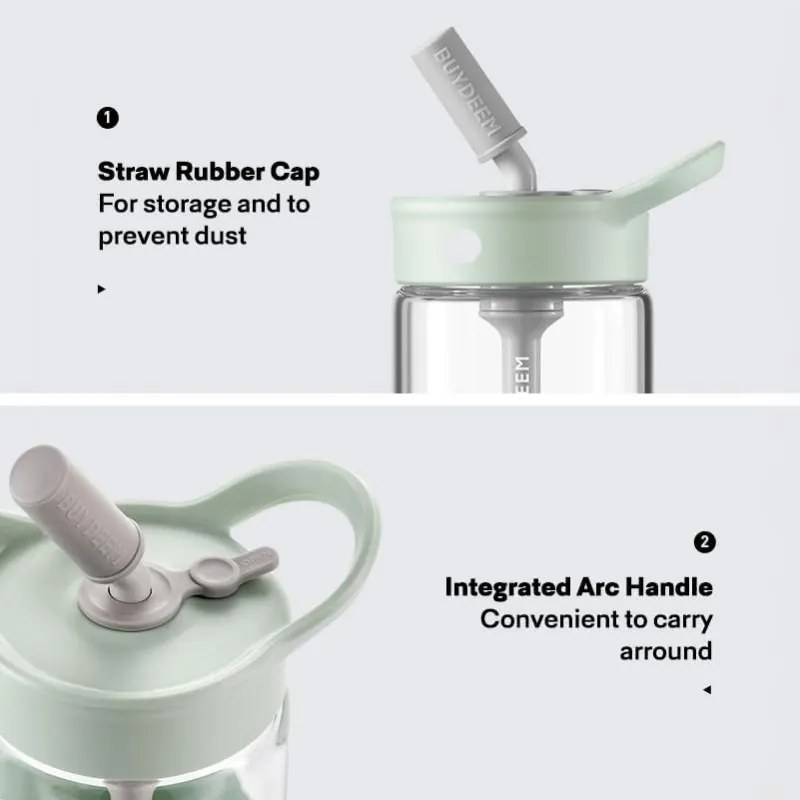 Sticla Buydeem CD1017-OW, 500 ml, Pai incorporat, Rezistenta la scurgeri, Sticla rezistenta la caldura pana la 150°C, Fara BPA, Alb
