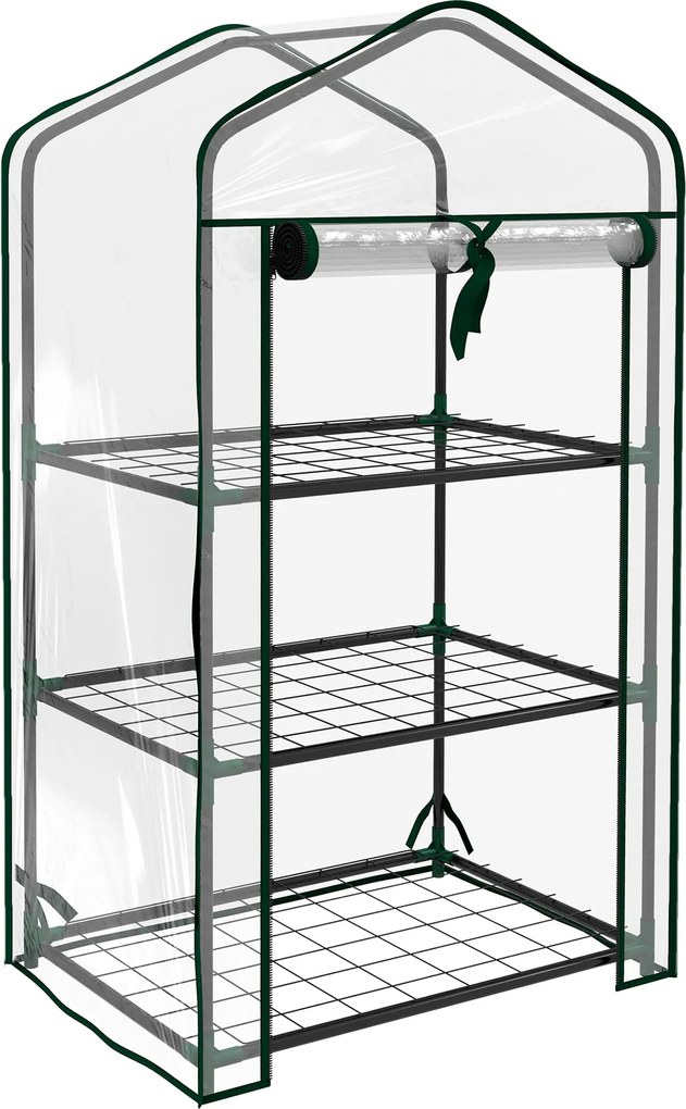 Outsunny Sera de Balcon cu 3 Niveluri și Ușă Rulantă, Sera pentru Grădină cu Structură din Oțel și Acoperiș din Plastic, pentru Plante, Flori, Fructe, 59x39x127 cm, Transparentă | Aosom Romania