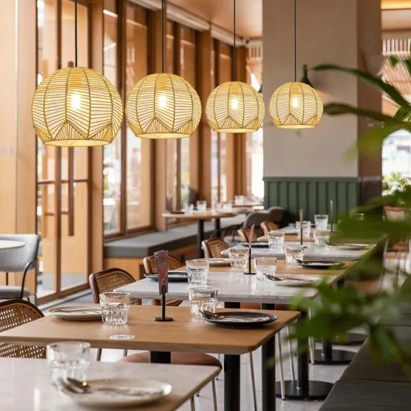 Lustră pe cablu Immax 08258L PELO 1xE27/40W/230V d. 30 cm ratan