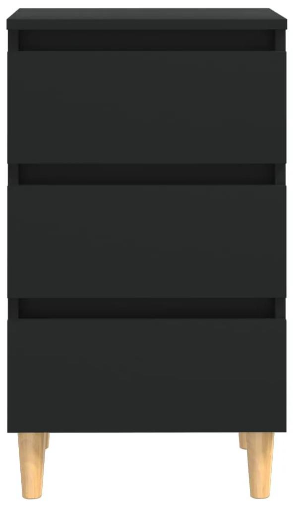 Noptiera cu picioare lemn masiv, negru, 40x35x69 cm 1, Negru