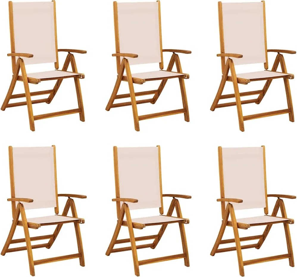 vidaXL Scaune de grădină pliabile 6 buc. lemn masiv acacia & textilenă