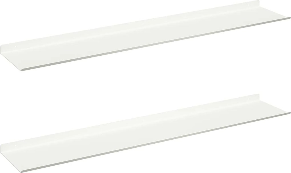 vidaXL Raft suspendat Pe perete 2 pcs Alb 100 x 18 x 2,5 cm Oțel