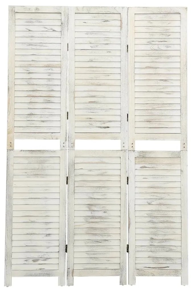 338570 vidaXL Paravan de cameră cu 3 panouri alb antichizat, 105x165 cm, lemn