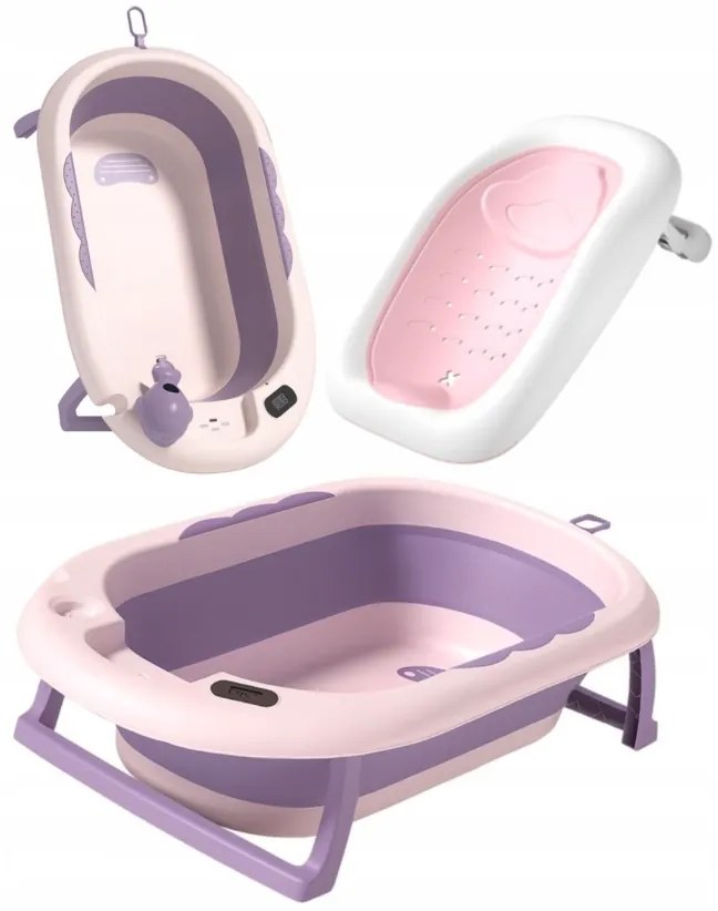 Baie pliabilă pentru copii VAIANA PREMIUM cu un șezlong - mai multe culori Violet