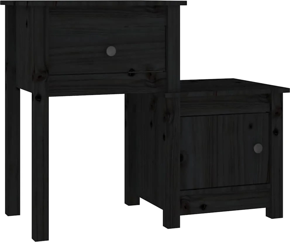 vidaXL Noptieră, negru, 79,5x38x65,5 cm, lemn masiv de pin
