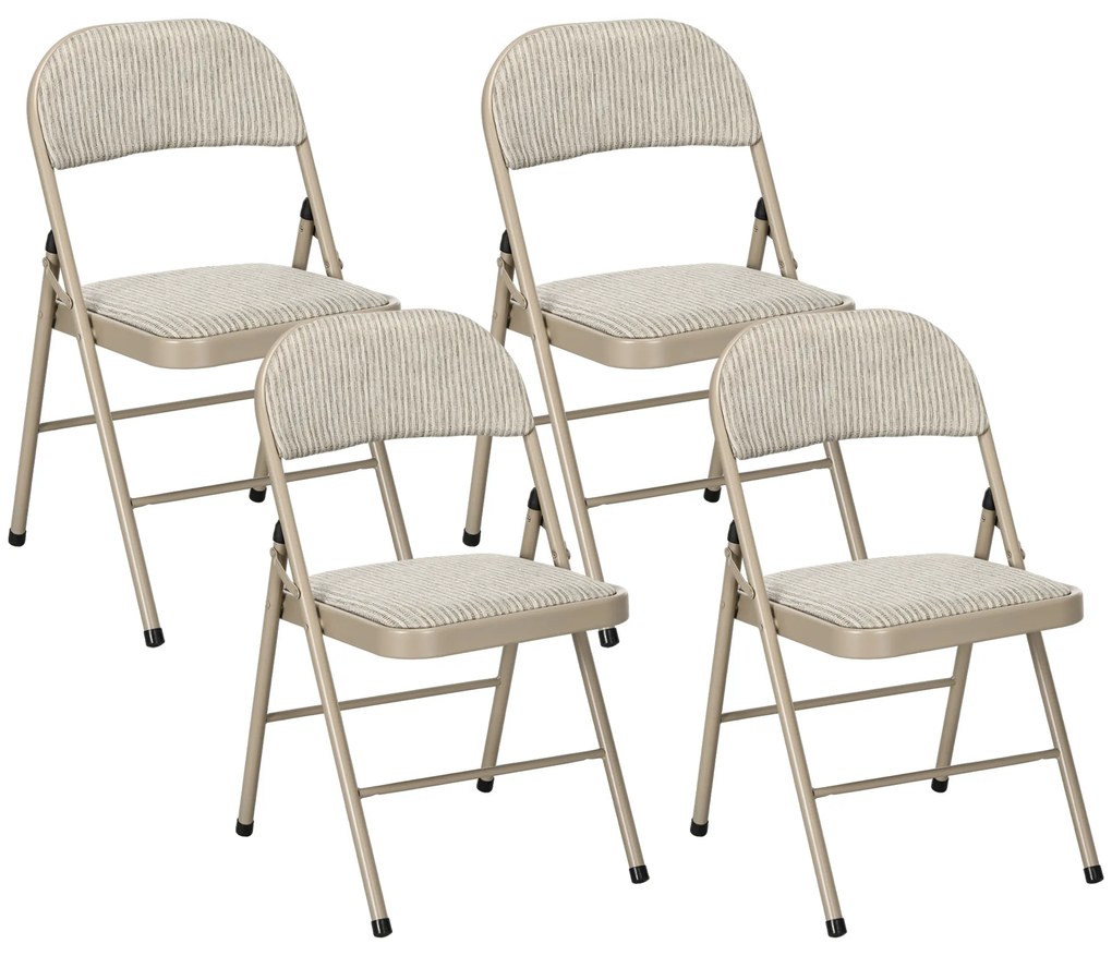 HOMCOM Lot de 4 scaune pliante scaune de sufragerie portabile cadru din oțel dim. 45l x 46A x 78Î cm bej | Aosom Romania