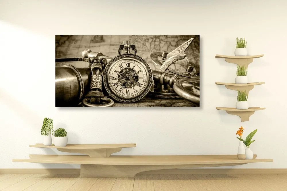 Tablou ceasul din trecut în design sepia