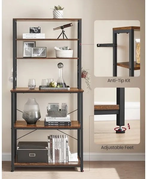 Etajeră pentru bucătărie MARGE, maro/negru