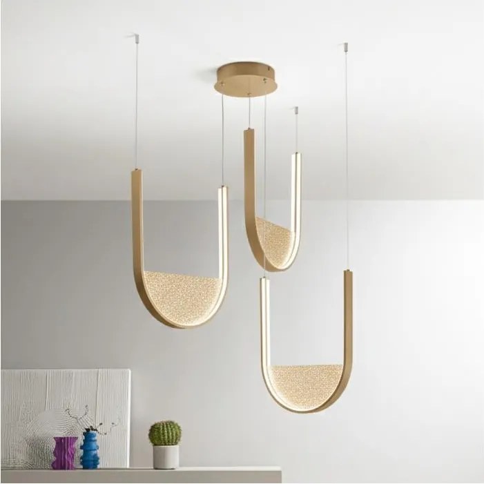 Ondaluce - Lustră LED dimabilă suspendată pe cablu LOTUS LED/70W/230V, finisaj auriu