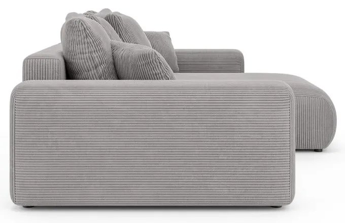 Colțar gri deschis extensibil/cu spațiu de depozitare cu tapițerie din catifea reiată (cu colț variabil) Luma – Ropez