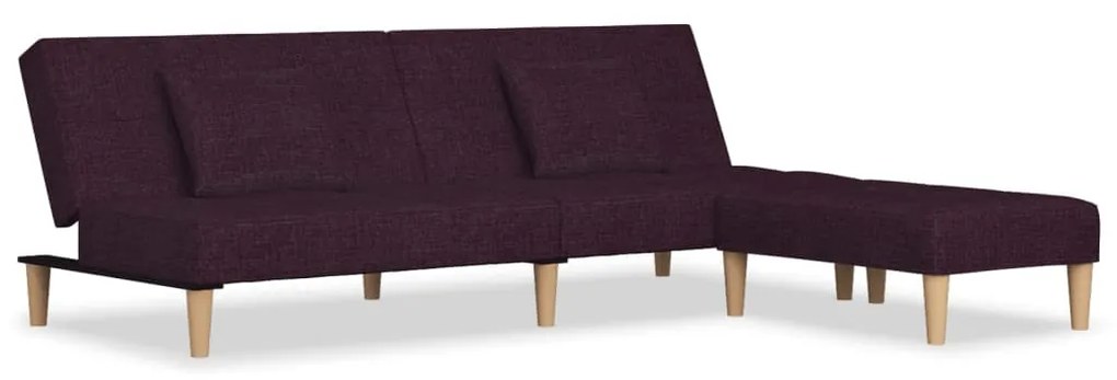 3080610 vidaXL Canapea extensibilă 2 locuri, 2 perne&taburet, violet, textil