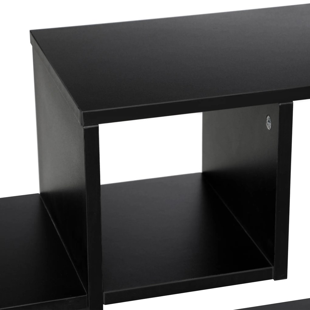 HOMCOM Biblioteca de Perete cu Rafturi Asimetrice, Etajera de Perete din PAL pentru Casa si birou, 60x25x60cm, Negru | AOSOM RO