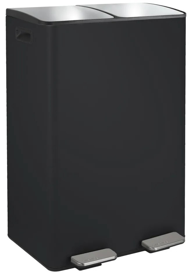 Coș de gunoi negru mat pentru reciclare/cu pedală 2x30 l din oțel Aliya – Spirella