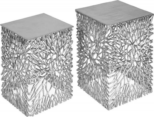 Set de 2 masute laterale Leaf argintiu