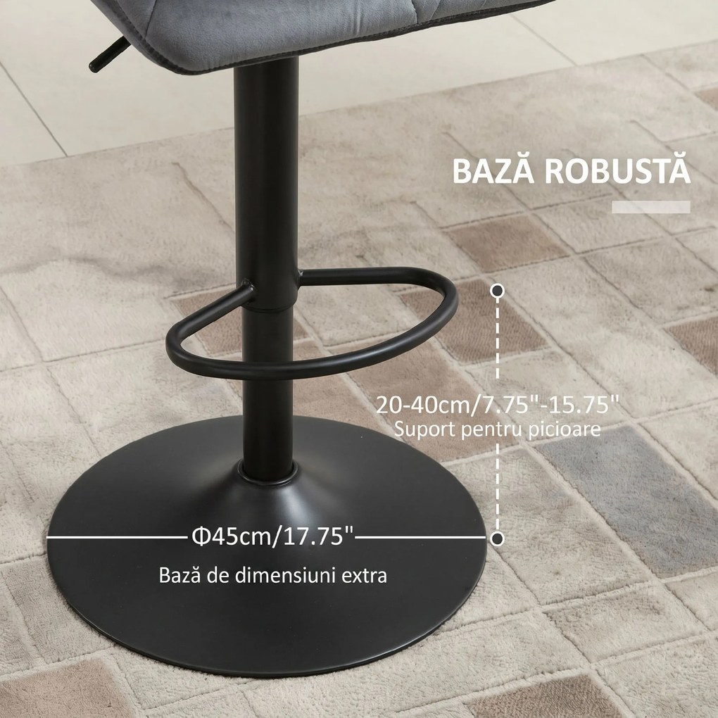 HOMCOM Set de 2 Scaune de Bar Sau Bucătărie cu Design Geometric, Gri | Aosom Romania