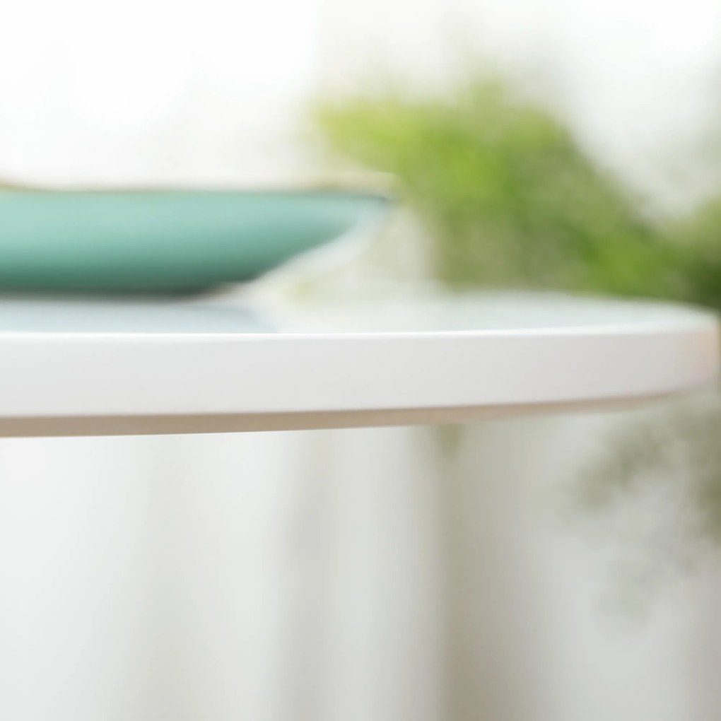HOMCOM Masă de bucătărie pentru 2 persoane, blat rotund Ø80 cm, MDF și oțel, antiderapant, Alb, 75H cm | Aosom Romania