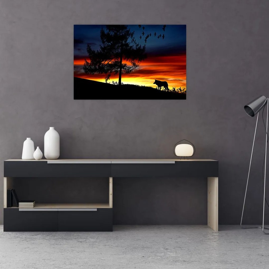 Tablou - Silueta unui lup (90x60 cm)