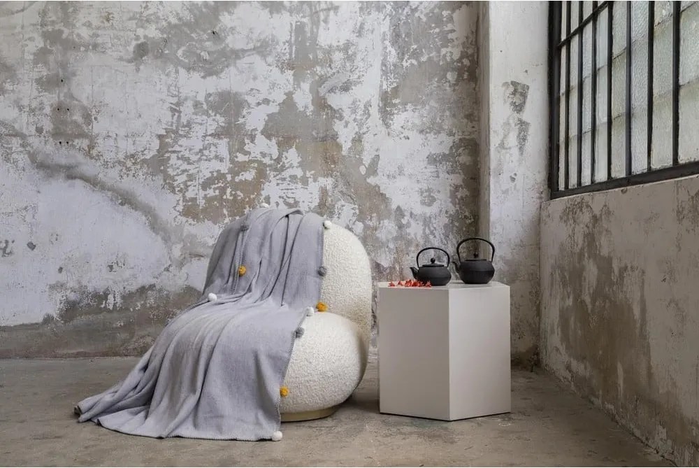 Cuvertură gri din polar, fleece 150x200 cm Pom Pom – Mijolnir