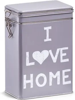 Cutie metalica pentru cafea Love Home, cu capac etans, Grey, l12xA7,7xH19 cm