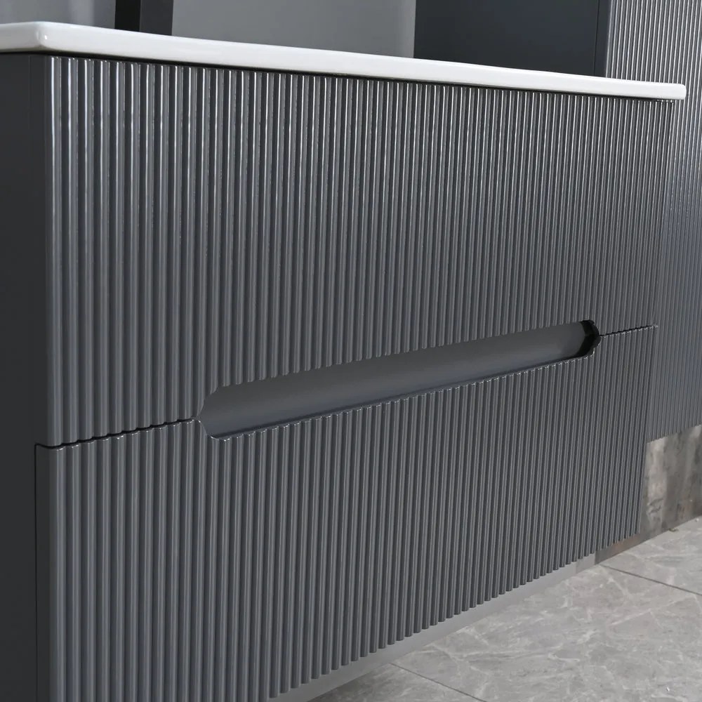 Trent 80 dulap de baie inferior cu chiuvetă ceramică 2 sertare, gri antracit