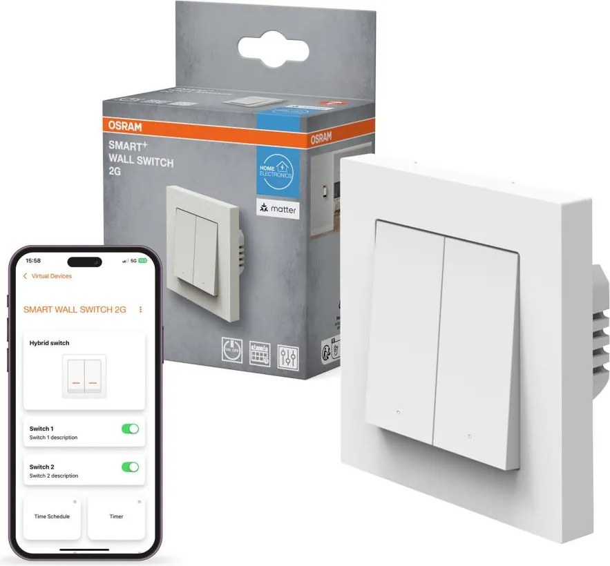 Osram - Întrerupător cu 2 butoane SMART+ MATTER 230V Wi-Fi