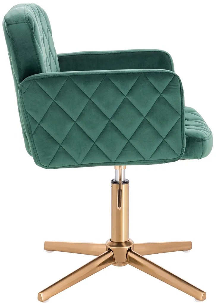 HR802CROSS Scaun Verde din Catifea cu Bază Aurie