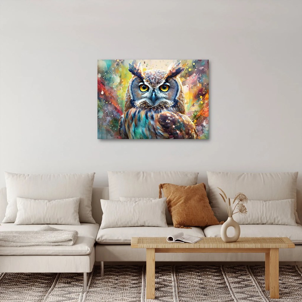 Tablou - Pictură de o bufniță (70x50 cm)