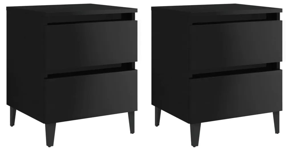 805884 vidaXL Noptiere, 2 buc., negru extralucios, 40x35x50 cm, PAL