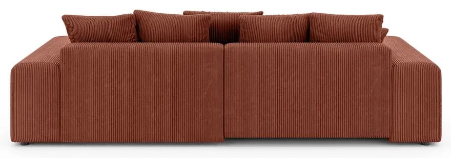 Colțar cărămiziu extensibil/cu spațiu de depozitare cu tapițerie din catifea reiată (cu colț variabil) Luma – Ropez