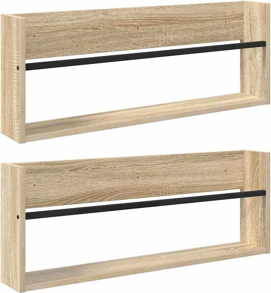 vidaXL Raft pentru reviste cu raft 2 pcs Stejar Sonoma 80 x 12 x 30 cm