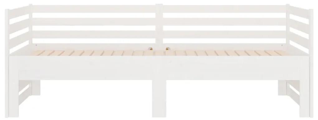 Pat de zi extensibil, alb, 2x(80x200) cm, lemn masiv de pin Alb