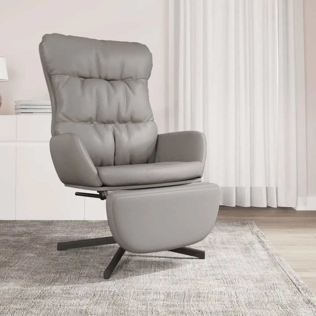 3097615 vidaXL Scaun de relaxare cu taburet, gri antracit, piele ecologică