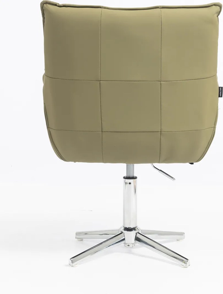 HR560CROSS Scaun Khaki Piele Ecologica Premium Soft cu Bază Cromata