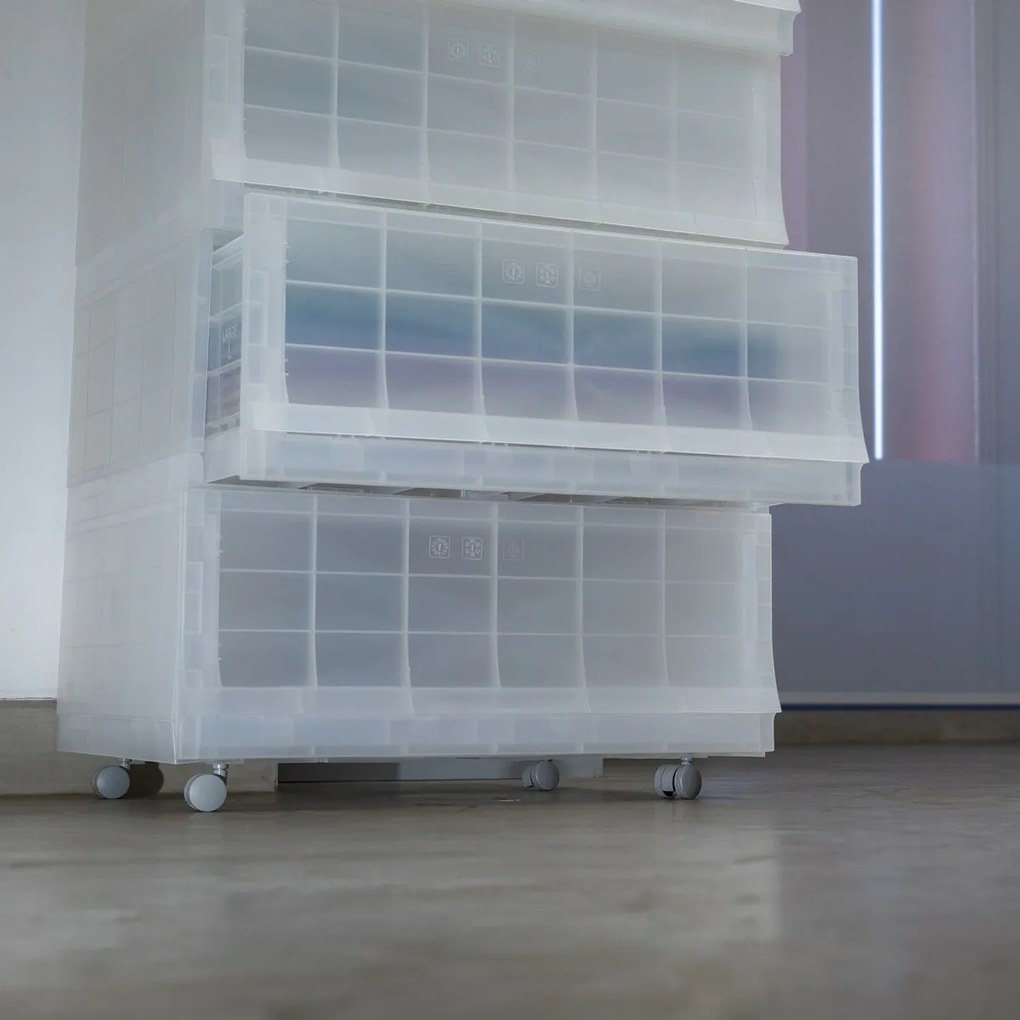 Cutie de depozitare modulară Wave Mist cu roți 54,6 x 43,4 x 22 cm, Larg - 1 sertar - rotițe
