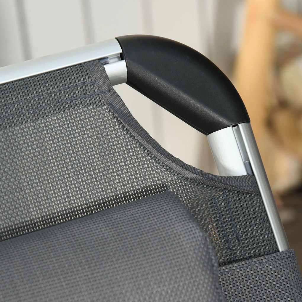 Outsunny Șezlong de plajă, Pliabil cu suport pentru cap, spătar reglabil, aluminiu și textilene, bej | Aosom Romania