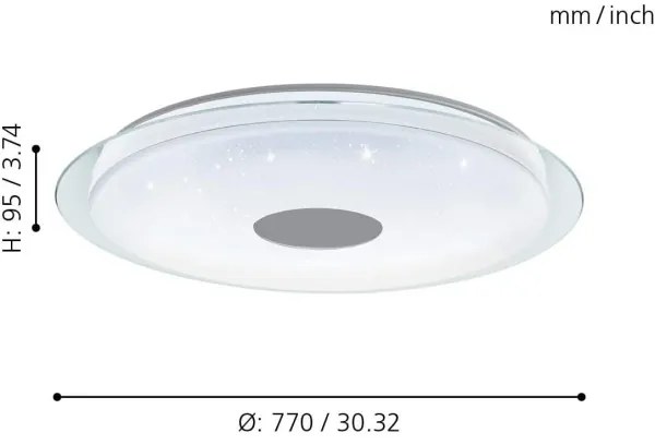Eglo 32344 - Plafonieră LED RGBW dimerizabilă LANCIANO-C LED/53W/230V + telecomandă