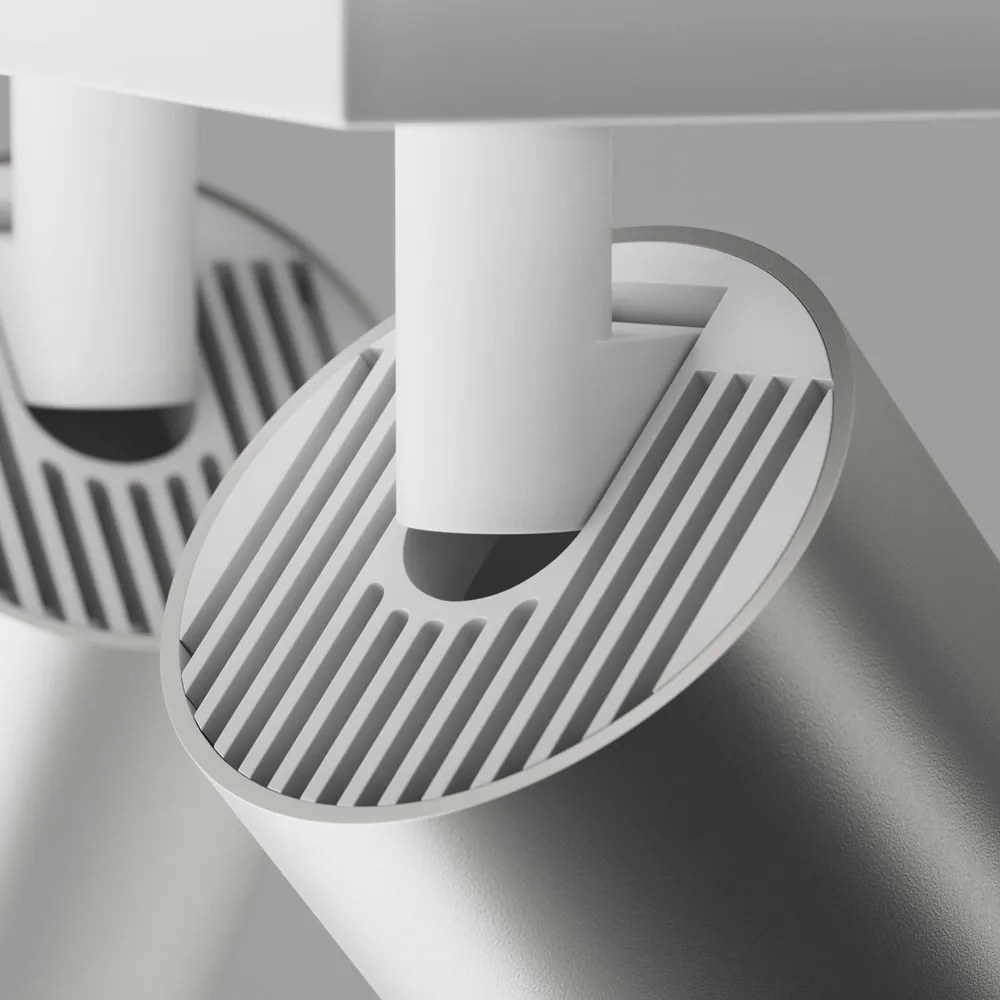 Aplica de perete / tavan cu 2 spoturi directionabile design tehnic Focus S alb, argintiu