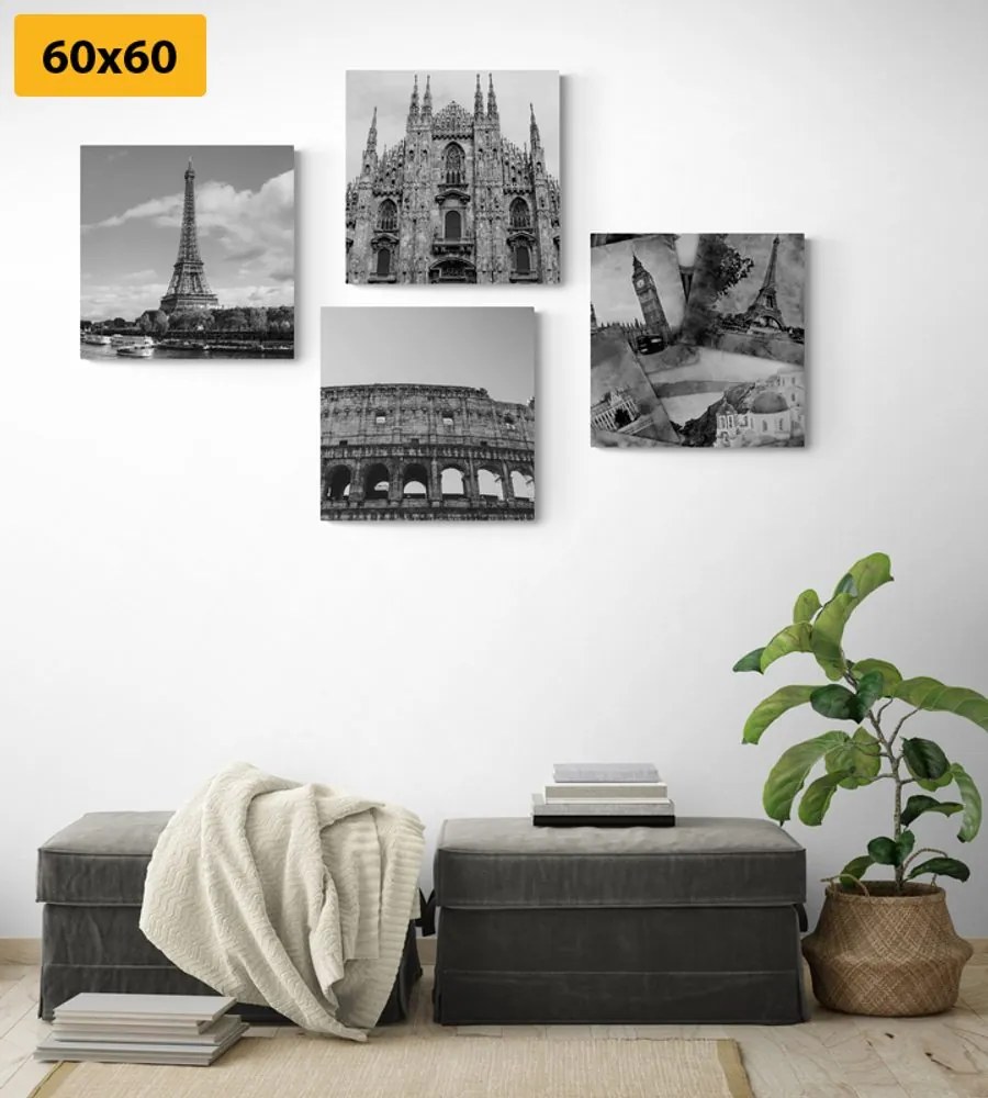 Set tablouri atingere de istorie în design alb-negru