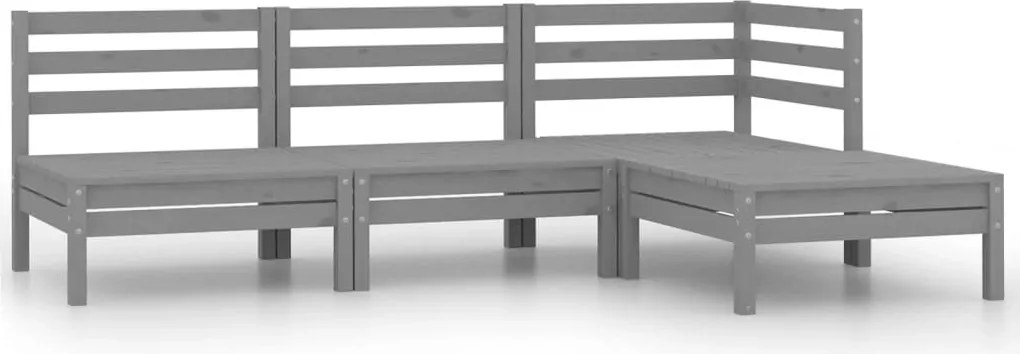 vidaXL Set mobilier de grădină, 4 piese, gri, lemn masiv de pin