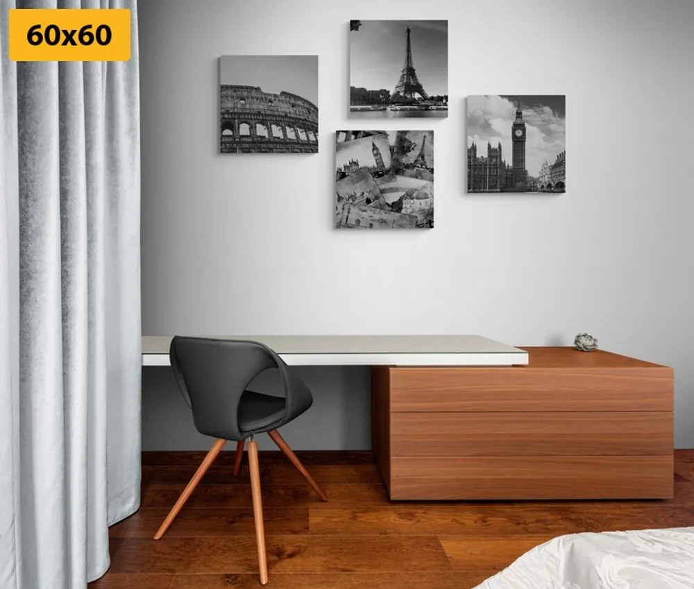 Set tablouri bogăția istorică în design alb-negru