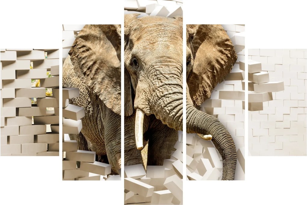 Tablou - Elefant spârgând peretele (150x105 cm)