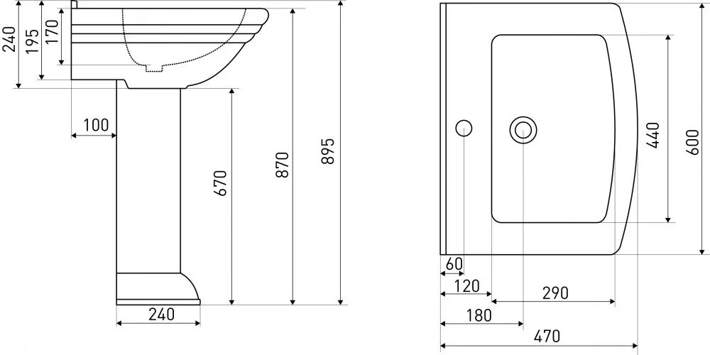 Lavoar ceramic Kleopatra 13, cu piedestal