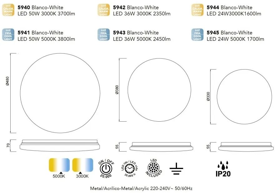 Plafoniera LED design minimalist ZERO II 24W 5000K