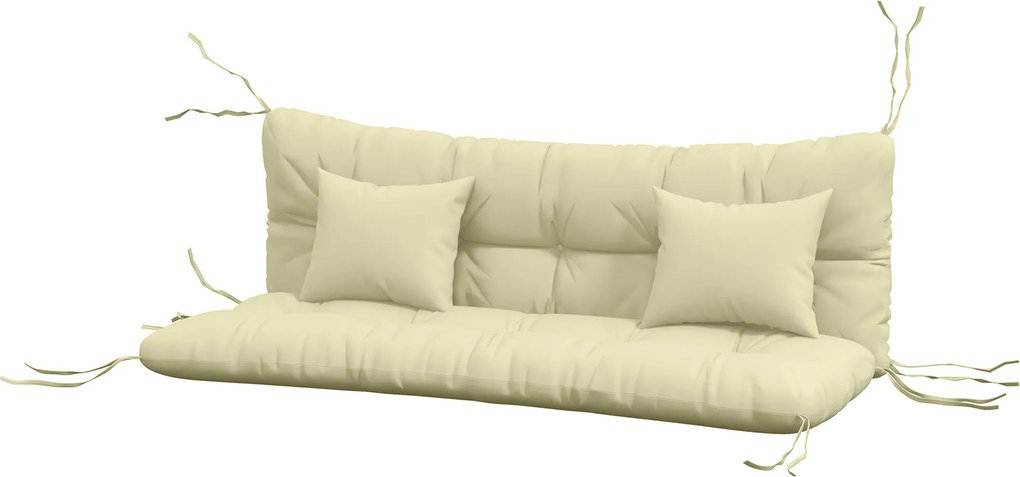 Outsunny Set 4 Piese Perne de Grădină cu Șnururi de Fixare, Perne pentru Ședere și Spate cu Umplutură Groasă, pentru Balansoar de Grădină, Crem | Aosom Romania