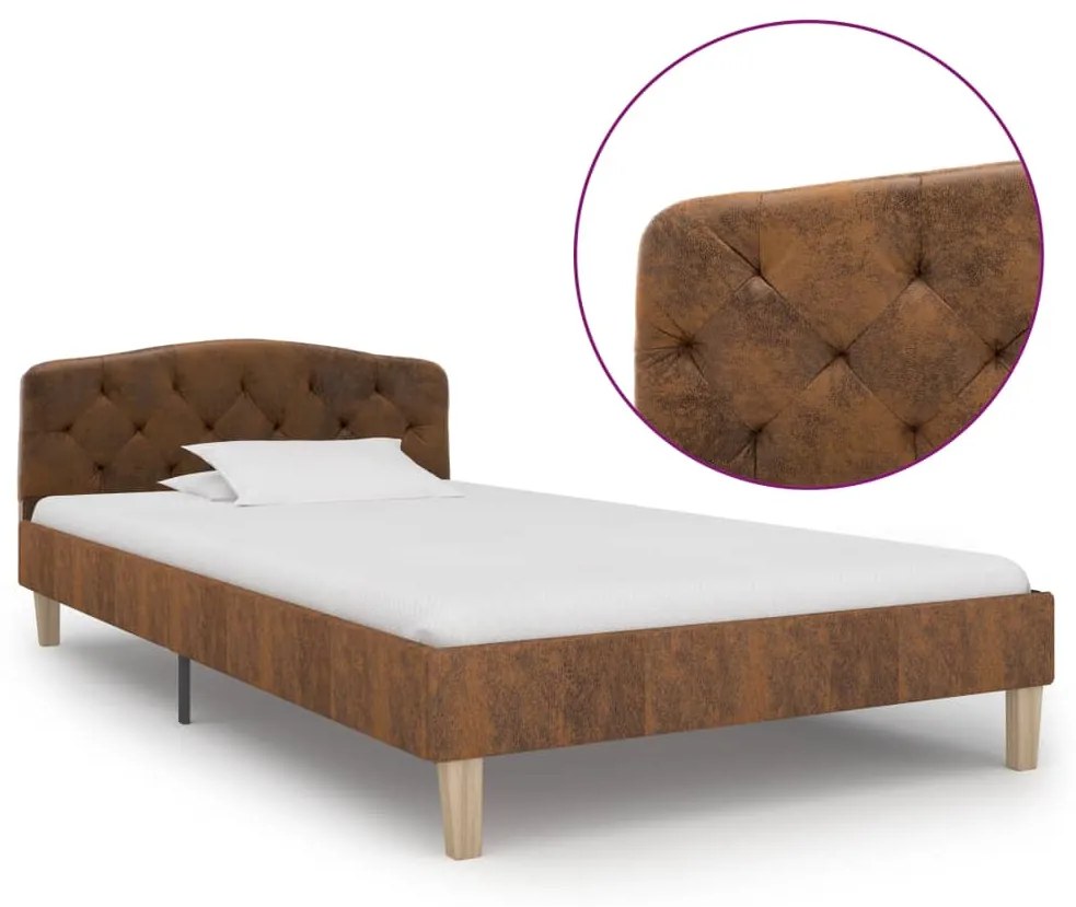 284937 vidaXL Cadru de pat, maro, 100 x 200 cm, piele întoarsă ecologică