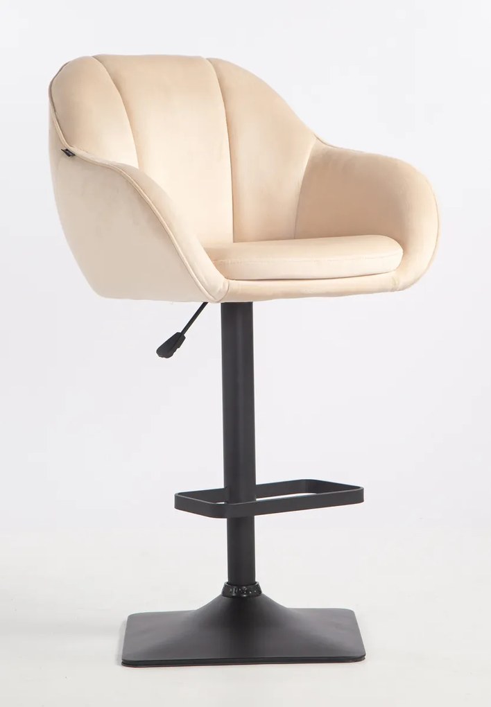 HR2055KW Scaun Crem din Catifea cu Bază Neagră