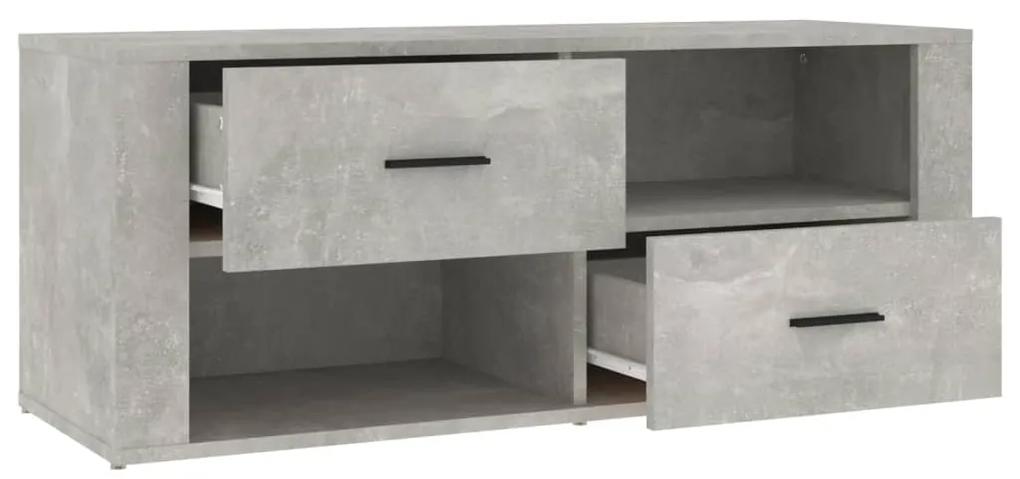 Comoda TV, gri beton, 100x35x40 cm, lemn prelucrat 1, Gri beton