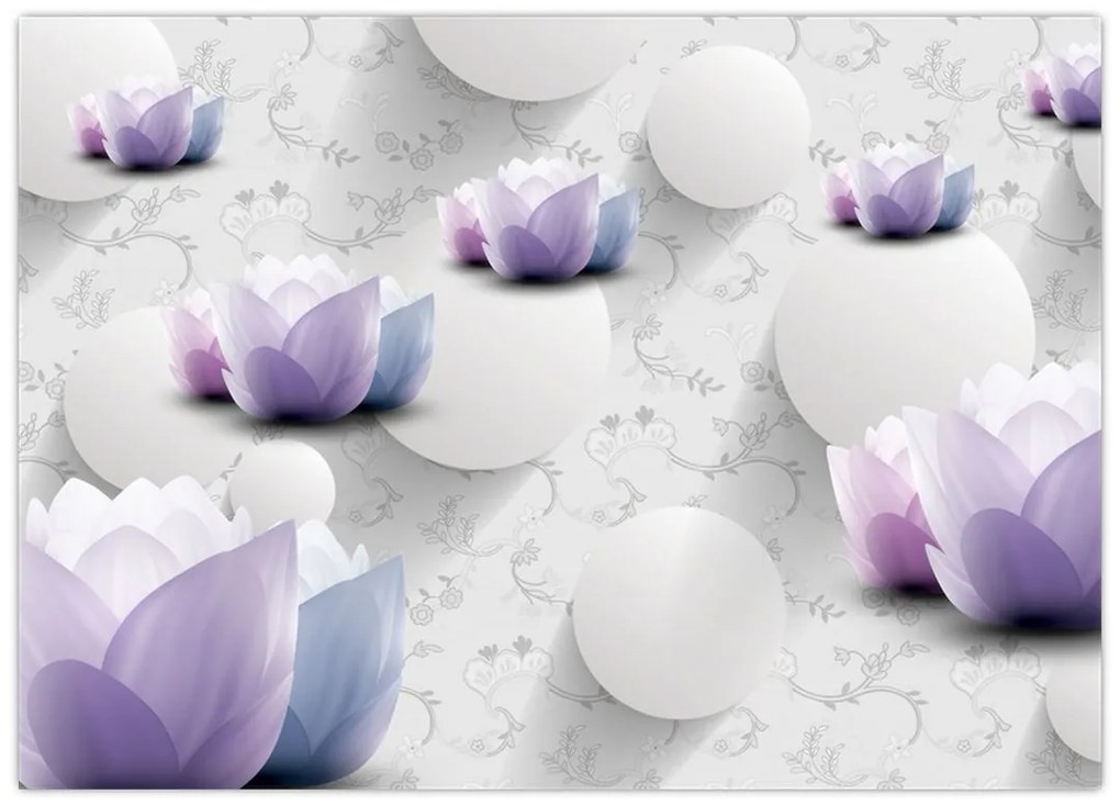 Tablou pe sticlă cu flori (70x50 cm)