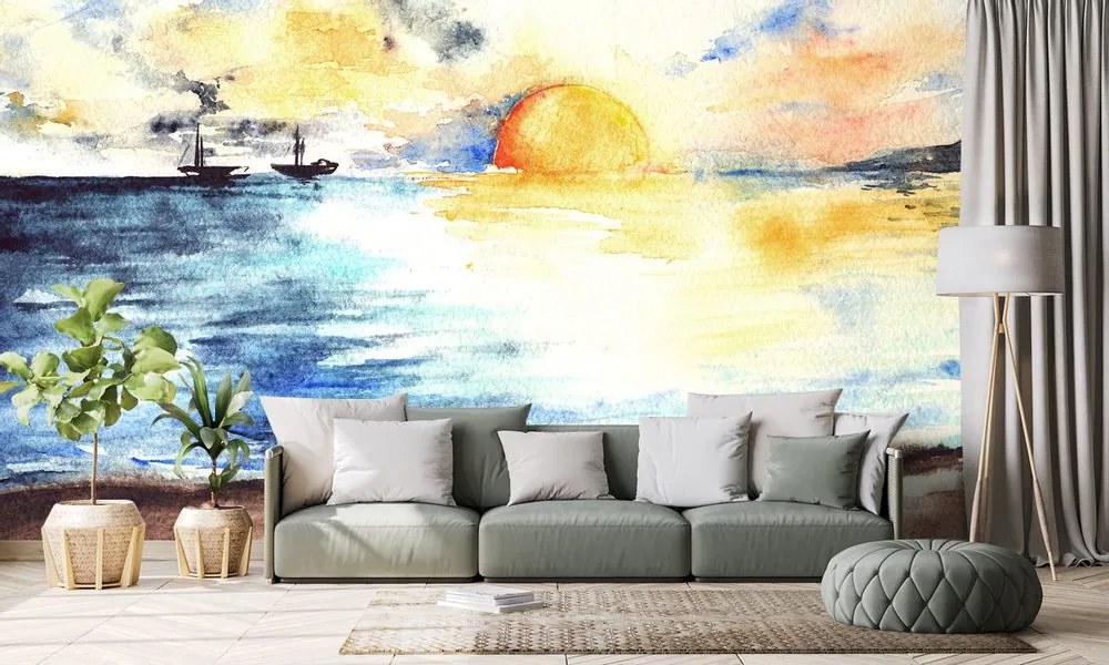 Tapet apus de soare radiant la mare